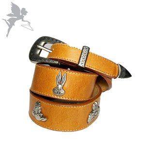 VINTAGE 1990's WARNER BROTHERS Looney Tunes leather belt